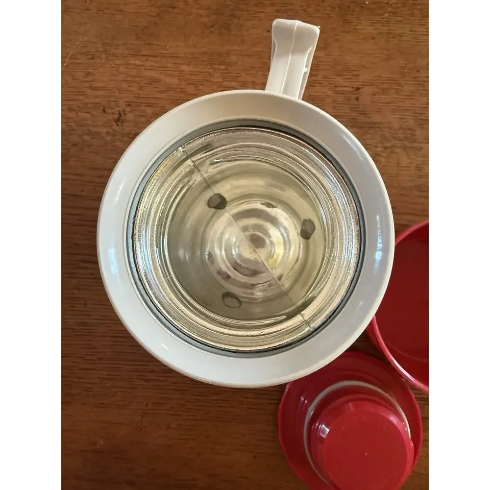 Vintage Thermos Model 6002 Red & White 10 oz Wide Mouth Vacuum Food Jar Complete
